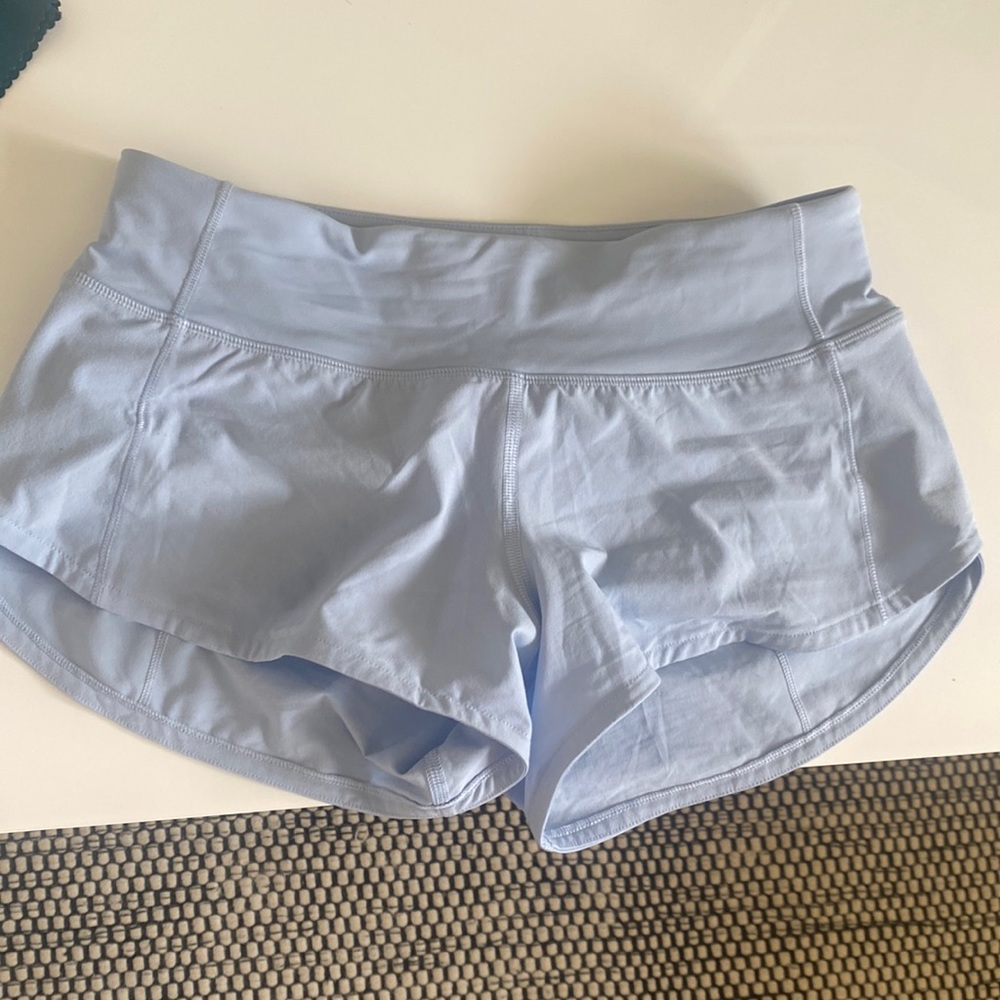 Lululemon speed up shorts size 2 in 2.5 length. Pastel Blue